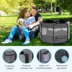 Puppyren - Hondenren - Opvouwbaar - Ook Geschikt Voor Katten En Knaagdieren - Maat M - Grijs - (ØxH) 91x52 Cm -Huisdierbenodigdheden Korting 1200x1200 948