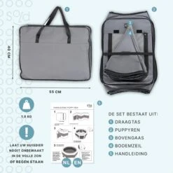 Puppyren - Hondenren - Opvouwbaar - Ook Geschikt Voor Katten En Knaagdieren - Maat M - Grijs - (ØxH) 91x52 Cm -Huisdierbenodigdheden Korting 1200x1200 952