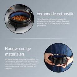 GIZMO Voerbak Kat Dubbel - Zwart/Blauw - 2 Keramische Drink- & Voerbakken Met Standaard - Drinkbak / Voerbak Kat - 13 Cm - 400ML -Huisdierbenodigdheden Korting 1200x1200 996