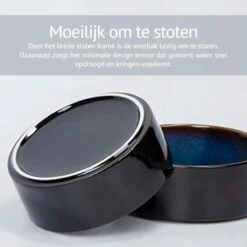 GIZMO Voerbak Kat Dubbel - Zwart/Blauw - 2 Keramische Drink- & Voerbakken Met Standaard - Drinkbak / Voerbak Kat - 13 Cm - 400ML -Huisdierbenodigdheden Korting 1200x1200 997