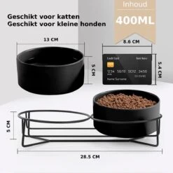 GIZMO Voerbak Kat Dubbel - Zwart/Blauw - 2 Keramische Drink- & Voerbakken Met Standaard - Drinkbak / Voerbak Kat - 13 Cm - 400ML -Huisdierbenodigdheden Korting 1200x1200 998
