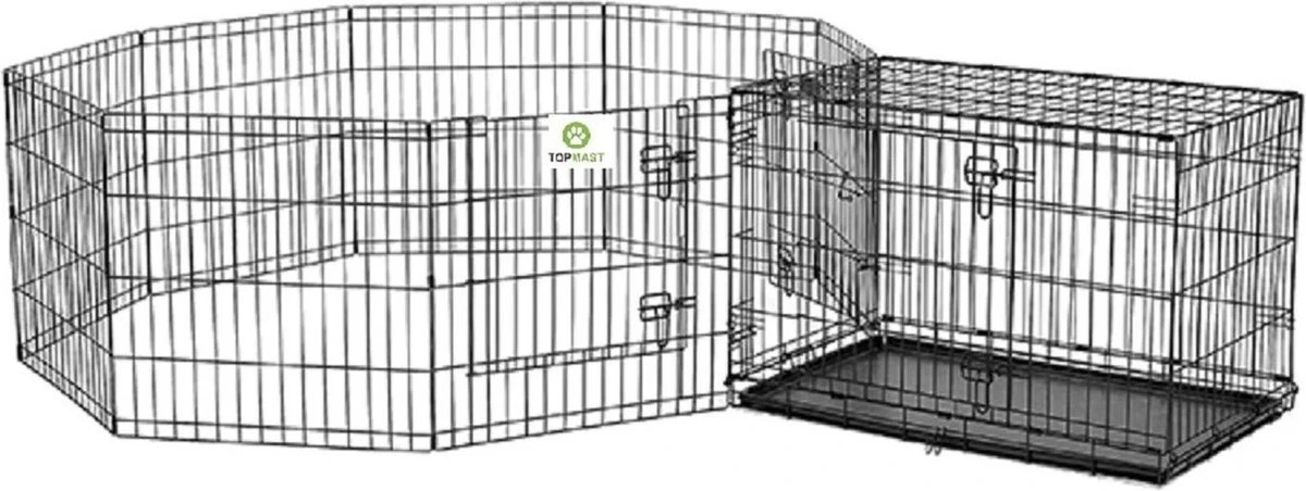 Topmast Puppyren Hond Opvouwbaar XL Zwart Gecoat Metaal. 76 Cm Hoog - 560 Cm Omtrek 3 Topmast Puppyren Hond Opvouwbaar XL Zwart Gecoat Metaal. 76 Cm Hoog - 560 Cm Omtrek