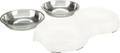 Merkloos Trixie Voerbak Kat Dubbel Melamine / Rvs Wit 2x200 Ml 27x14x3 Cm -Huisdierbenodigdheden Korting 1200x536 1