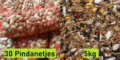 Merkloos Vogelvoer Bundel - 30 Pindanetjes En 5kg Strooivoer - Buitenvogelvoer