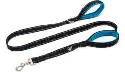 Happilax Leiband Met 2 Gevoerde Handlussen, Reflecterende Hondenriem Met Korte Gids, Zwart, 1,50 M