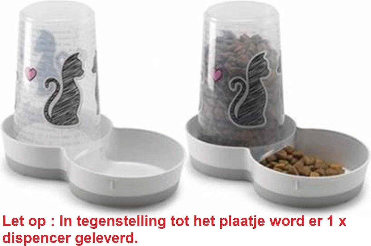 Merkloos - Drink En Voer Dispenser Katten Love - Wit - > 1,5 Liter - 27.5 X 27.4 X 21.2 Cm 3 Merkloos - Drink En Voer Dispenser Katten Love - Wit - > 1,5 Liter - 27.5 X 27.4 X 21.2 Cm