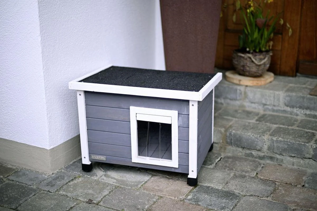 Merkloos Rexa® Kattenhuisje Van Dennenhout Wit/grijs 57x45x43cm | Kattenmand Voor Buiten Of In Huis | Beschermt Kat Tegen Kou En Geeft Veilig Gevoel | Makkelijke Ingang | Hoogwaardig Hout | Kattenbak | Katten Huis 4 Merkloos Rexa® Kattenhuisje Van Dennenhout Wit/grijs 57x45x43cm | Kattenmand Voor Buiten Of In Huis | Beschermt Kat Tegen Kou En Geeft Veilig Gevoel | Makkelijke Ingang | Hoogwaardig Hout | Kattenbak | Katten Huis - Image 2