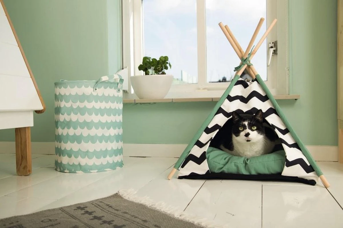 Beeztees Kioni Tipi Tent - Kattenhuis - Zwart/Wit - 50x50x70 Cm 6 Beeztees Kioni Tipi Tent - Kattenhuis - Zwart/Wit - 50x50x70 Cm - Image 4
