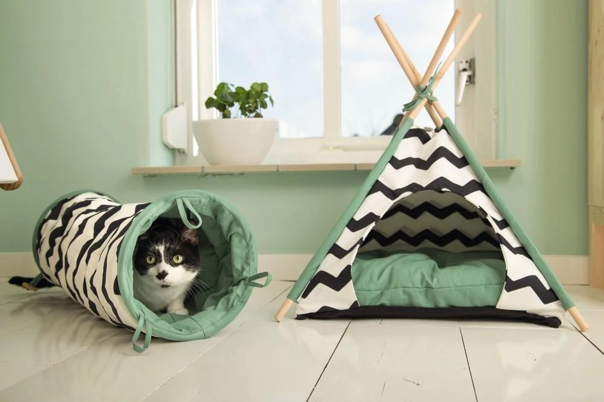 Beeztees Kioni Tipi Tent - Kattenhuis - Zwart/Wit - 50x50x70 Cm 8 Beeztees Kioni Tipi Tent - Kattenhuis - Zwart/Wit - 50x50x70 Cm - Image 6