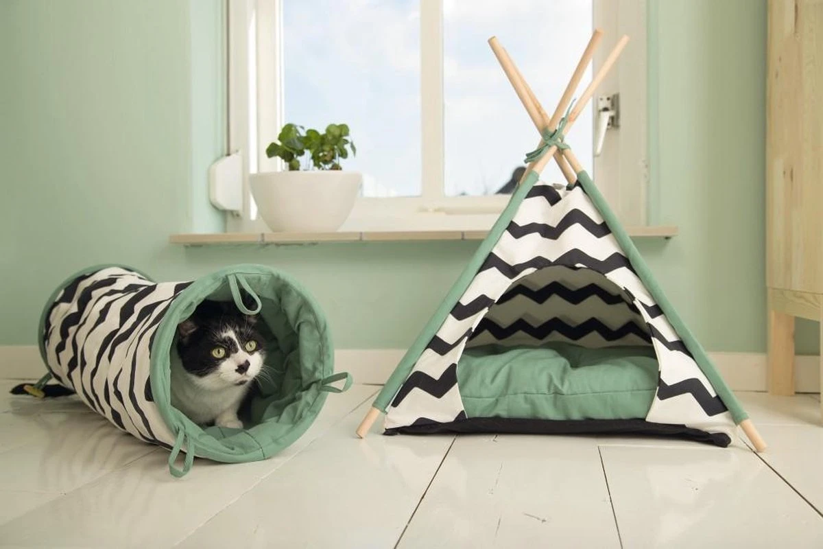 Beeztees Kioni Tipi Tent - Kattenhuis - Zwart/Wit - 50x50x70 Cm 9 Beeztees Kioni Tipi Tent - Kattenhuis - Zwart/Wit - 50x50x70 Cm - Image 7