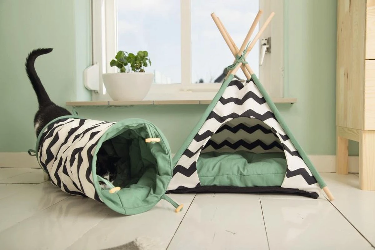 Beeztees Kioni Tipi Tent - Kattenhuis - Zwart/Wit - 50x50x70 Cm 11 Beeztees Kioni Tipi Tent - Kattenhuis - Zwart/Wit - 50x50x70 Cm - Image 9