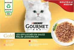 Gourmet Gold Malse Lekkernijen – Kattenvoer Natvoer - Met Kip, Zalm, Rund, Zeevis – 48 X 85 Gr -Huisdierbenodigdheden Korting 1200x817 2
