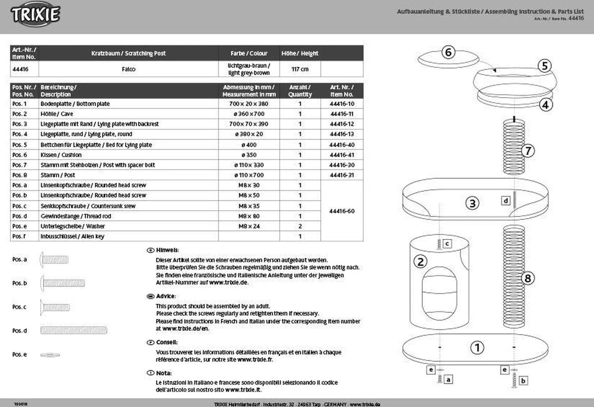 Trixie Krabaal Falco Lichtgrijs/Bruin - 70X38X117 CM 11 Trixie Krabaal Falco Lichtgrijs/Bruin - 70X38X117 CM - Image 9
