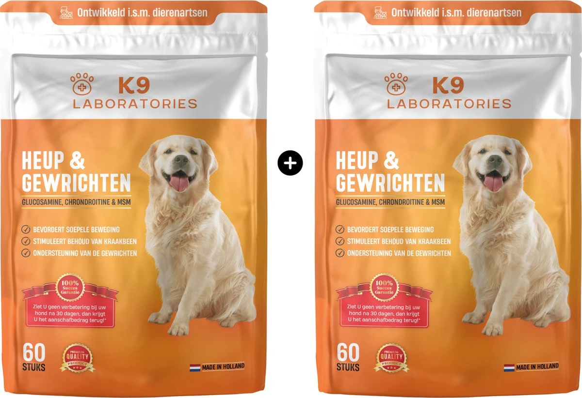 K9 Laboratories - Voordeel Pak - 120 Stuks - Voor Honden - Met Gewrichtsklachten - Artrose - Stijve Gewrichten - Ouderdom - HD - ED - Bevat Glucosamine - MSM - Chondorïtine - Voor Behoud Van Kraakbeen 3 K9 Laboratories - Voordeel Pak - 120 Stuks - Voor Honden - Met Gewrichtsklachten - Artrose - Stijve Gewrichten - Ouderdom - HD - ED - Bevat Glucosamine - MSM - Chondorïtine - Voor Behoud Van Kraakbeen