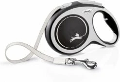 Flexi Rollijn New Comfort Tape L 8 M - Hondenriem - Zwart&Lichtgrijs