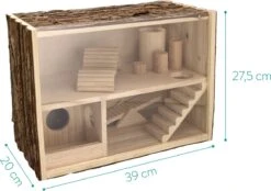 Navaris Houten Hamsterhuis - Speelhut Voor Hamsters, Kleine Knaagdieren, Gerbils, Muizen - Schuilplaats Op Twee Etages Voor Hamster, Cavia, Muis -Huisdierbenodigdheden Korting 1200x846 5