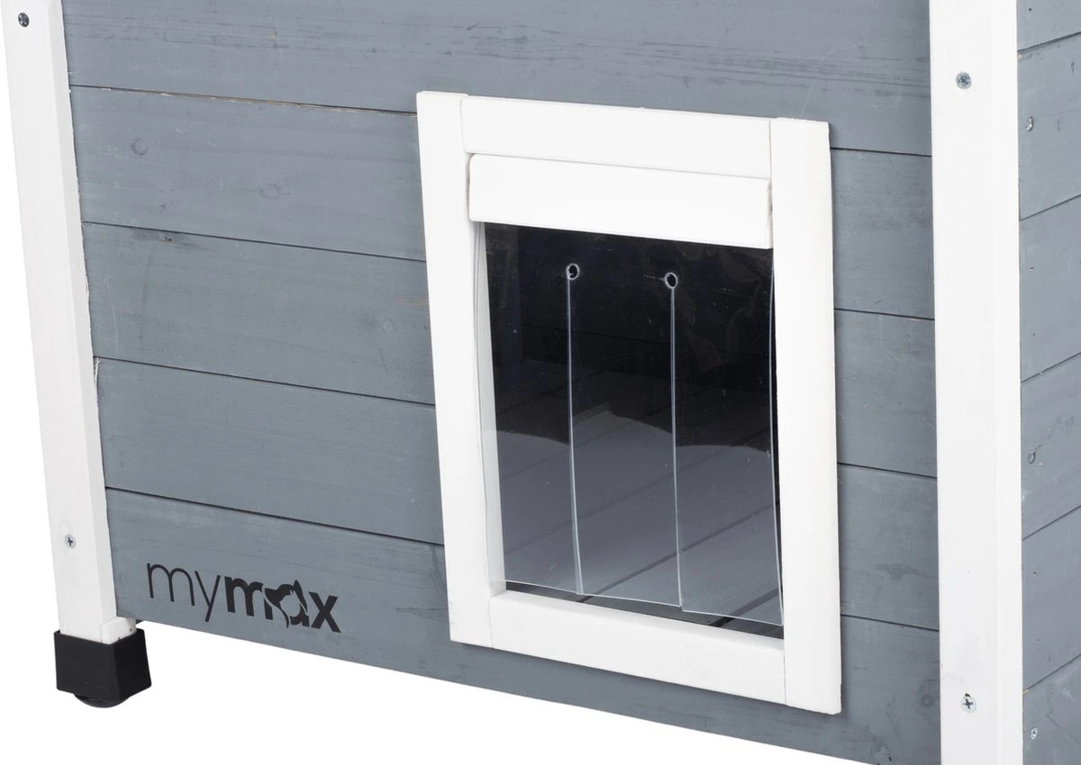 MyMax Kattenhuis - Hout - Openslaand Bitumen Dak - Kattenhuis Voor Buiten - Kattenhok - Kattenhuisje Hout - Grijs - 57*45*43CM 7 MyMax Kattenhuis - Hout - Openslaand Bitumen Dak - Kattenhuis Voor Buiten - Kattenhok - Kattenhuisje Hout - Grijs - 57*45*43CM - Image 5