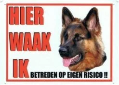 Merkloos Aluminum Waakbord: Hier Waak Ik Oud Duitse Herder