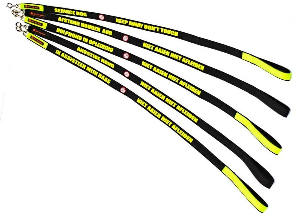 Hondenriem Met Tekst HULPHOND IN OPLEIDING - NIET AAIEN NIET AFLEIDEN 1.3m 3 Hondenriem Met Tekst HULPHOND IN OPLEIDING - NIET AAIEN NIET AFLEIDEN 1.3m