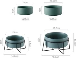 GIZMO 2x Voerbak Kat - 400 Ml - Groen - Keramische Drink- & Voerbakken Met Standaard - 13 Cm - 2 Stuks -Huisdierbenodigdheden Korting 1200x917 9