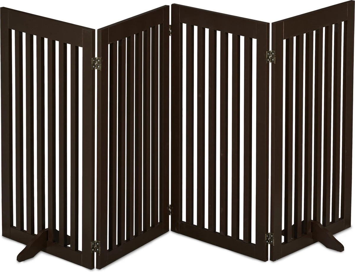 Relaxdays Veiligheidshekje Hout - 92 Cm Hoog - Kinderhek - Hondenhek - Inklapbaar - Bruin - 4 Panelen 3 Relaxdays Veiligheidshekje Hout - 92 Cm Hoog - Kinderhek - Hondenhek - Inklapbaar - Bruin - 4 Panelen