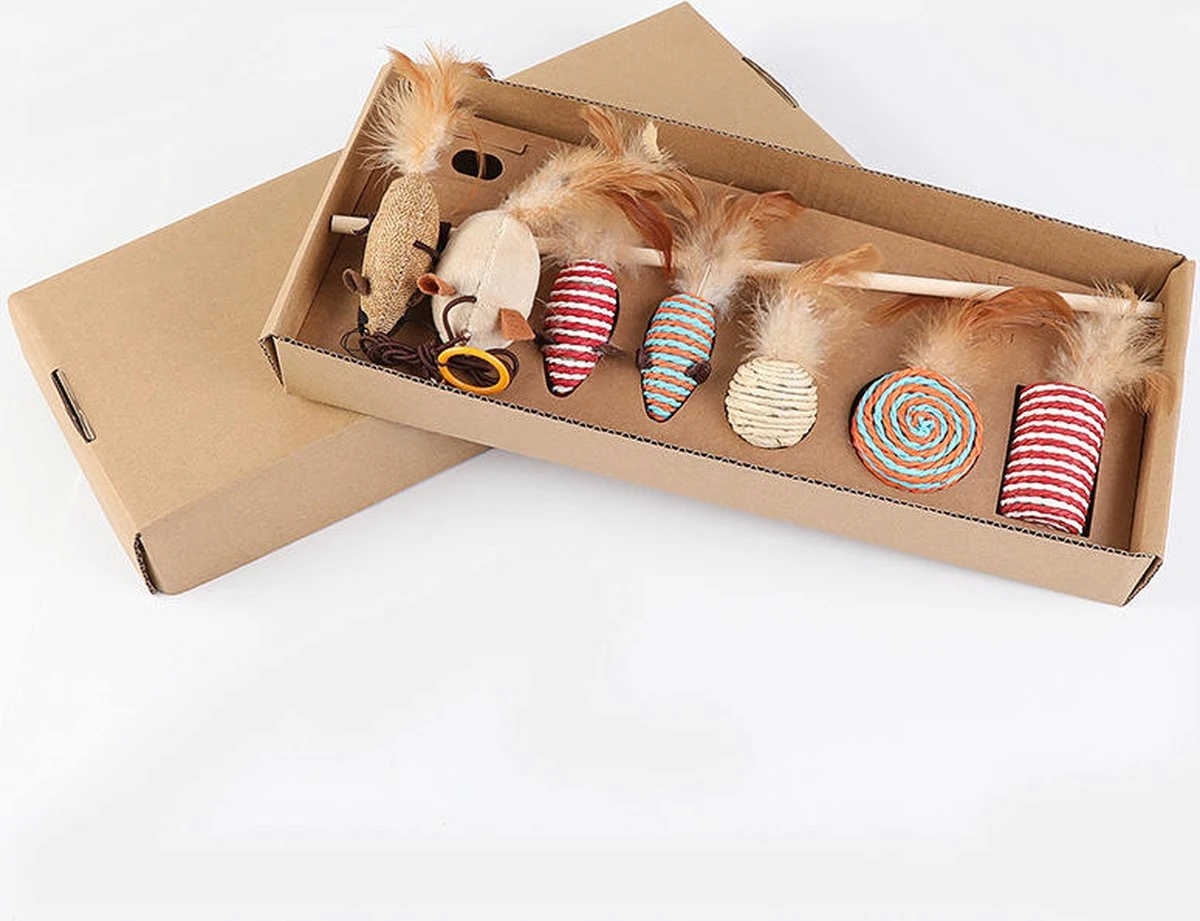 Kattenspeelgoed - Set Met 7 Kattenspeeltjes - Complete Set - Kattenhengel - Speelmuis 3 Kattenspeelgoed - Set Met 7 Kattenspeeltjes - Complete Set - Kattenhengel - Speelmuis