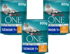 Purina One Bifensis Senior 7+ Rijk Aan Kip En Volkoren Granen - 800g X 3