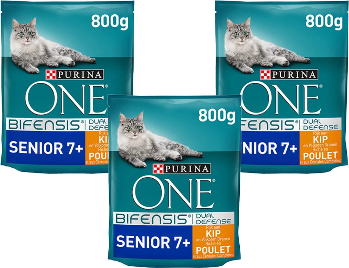 Purina One Bifensis Senior 7+ Rijk Aan Kip En Volkoren Granen - 800g X 3 3 Purina One Bifensis Senior 7+ Rijk Aan Kip En Volkoren Granen - 800g X 3