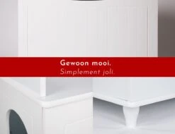 WONDERMAKE® Grote Kattenkast Houten Voor Kattenbak-box Kattentoilet, XL-kattenbak Dressoir Kastje, Designer Kattenhuis Met Kattenhol Kattenmand, Kasten Kast Voor Badkamer, 73,5 X 51,5 X 57 Cm, Wit -Huisdierbenodigdheden Korting 1200x922 8