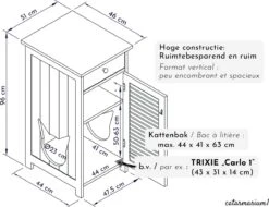 WONDERMAKE® Grote Kattenkast Houten Voor Kattenbak Kattentoilet, XL-kattenbak Dressoir Kastje Met Schuiflade, Designer Kattenhuis Met Kattenhol Kattenbakkast, Kasten Kast Voor Katten Binnen Hoog, 51 X 46 X 96 Cm, Wit -Huisdierbenodigdheden Korting 1200x923 6