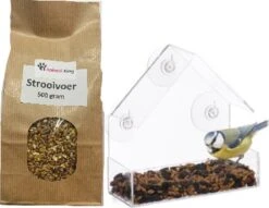Raamvoederhuisje - Animalking - Incl. 500 Gram Strooivoer - Transparant