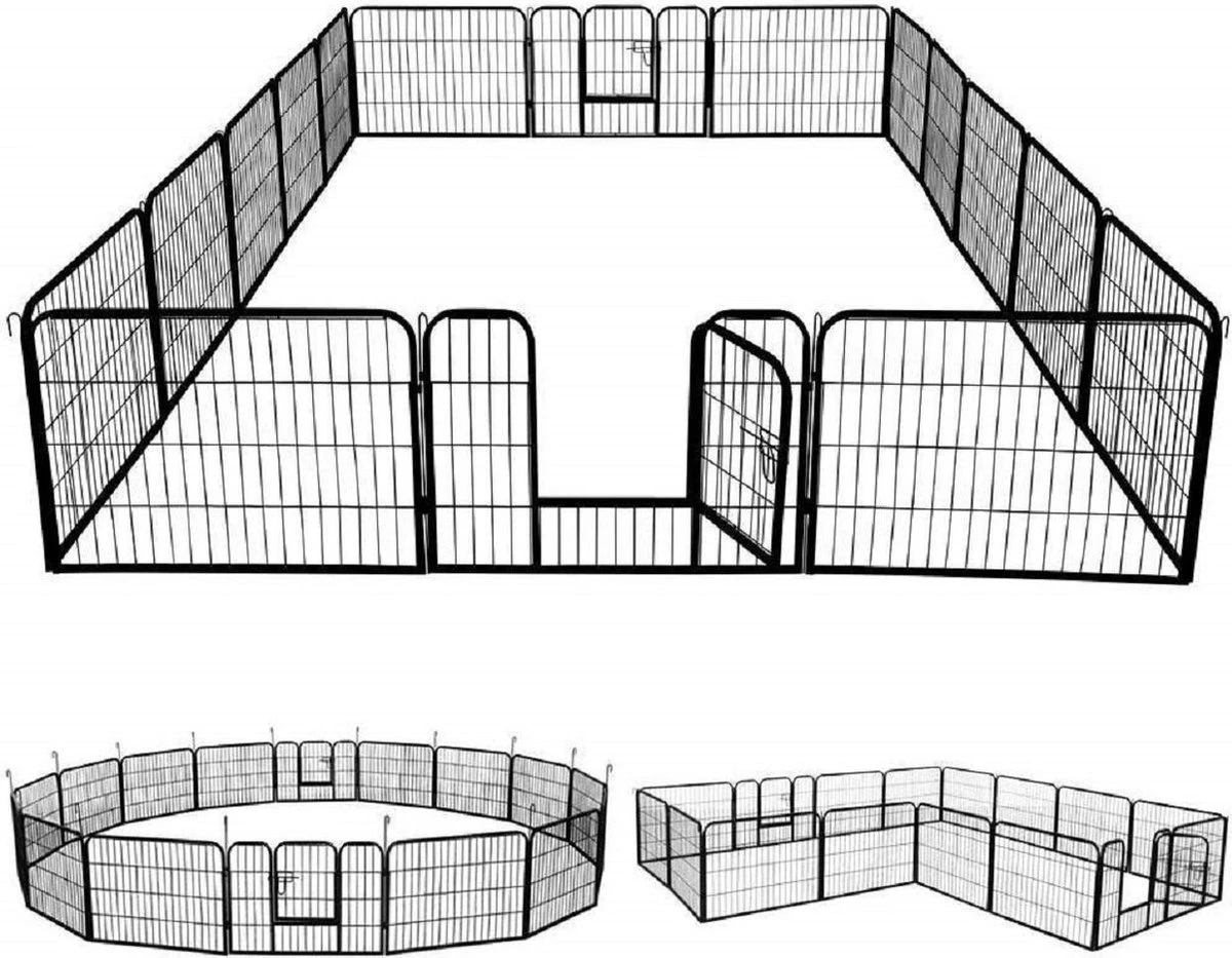MaxxPet Puppyren - Hondenbench - Hondenren- Puppyren Met 16 Kennelpanelen- Staal - 80 X 80 Cm 3 MaxxPet Puppyren - Hondenbench - Hondenren- Puppyren Met 16 Kennelpanelen- Staal - 80 X 80 Cm