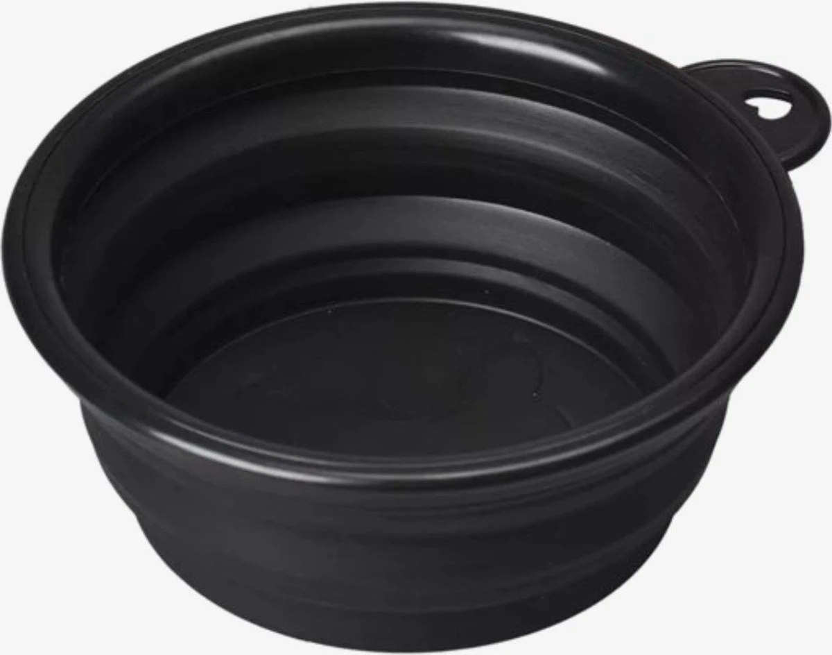 Merkloos Opvouwbare Honden Reis Bak - Puppy Kom - Siliconen Drinkbak Inklapbaar - Draagbaar Waterbakje Hondenbak Reiskom Met Karabijnhaak - Zwart 2 Stuks à 450 ML