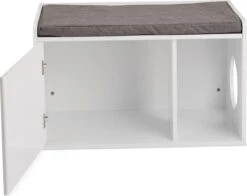 Relaxdays Kattenbak Ombouw - Met Zitkussen - Kattenhuis Wit - Kattenmeubel - Kattenkast -Huisdierbenodigdheden Korting 1200x950 7