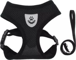 Zavelo® Honden Tuigje - Puppy En Kattentuigje - Hondenharnas - Reflecterend - Incl. Bijpassend Riempje - Zwart-Maat: S