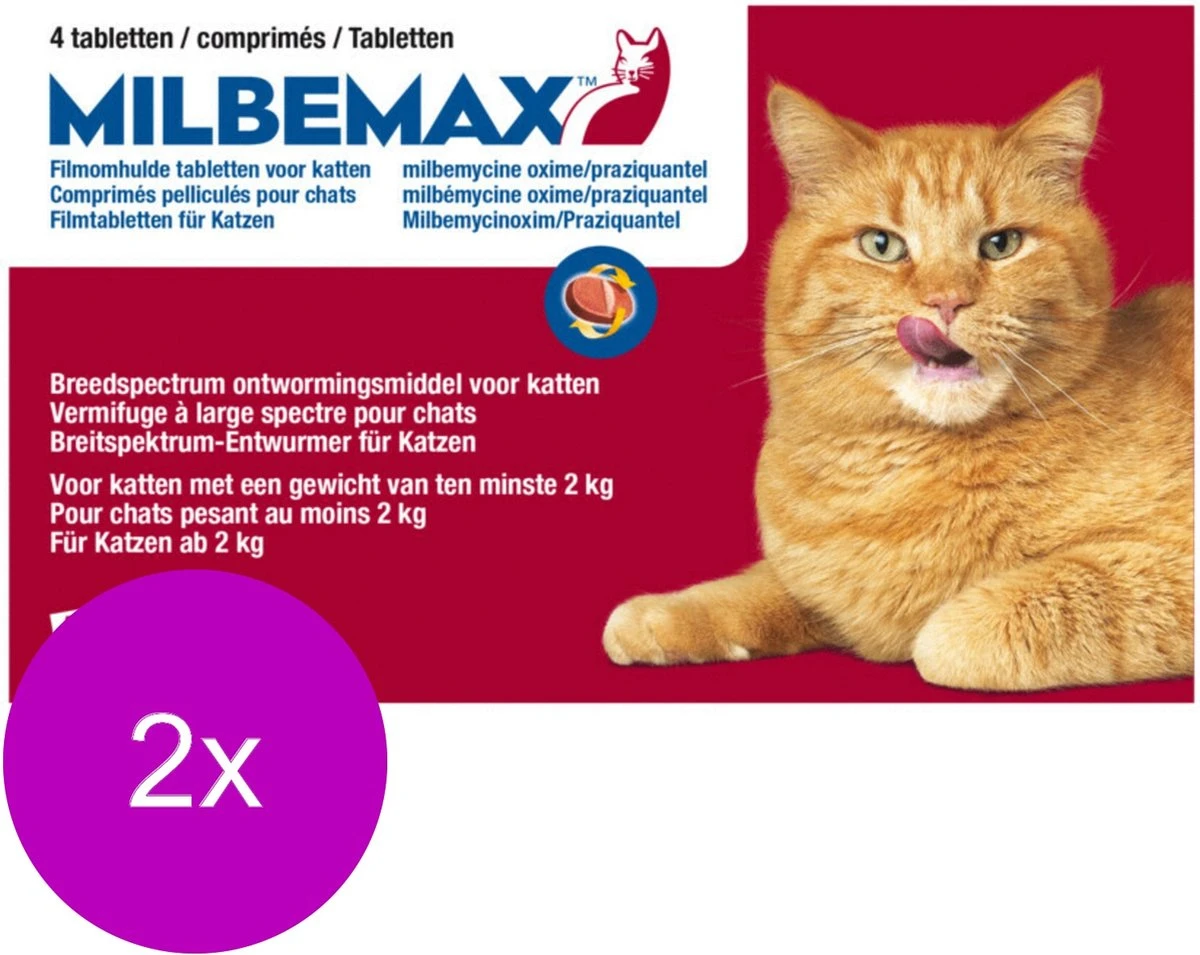 Milbemax Kat Rund - Anti Wormenmiddel - 2 X 4 Tab 2 Tot 12 Kg 3 Milbemax Kat Rund - Anti Wormenmiddel - 2 X 4 Tab 2 Tot 12 Kg