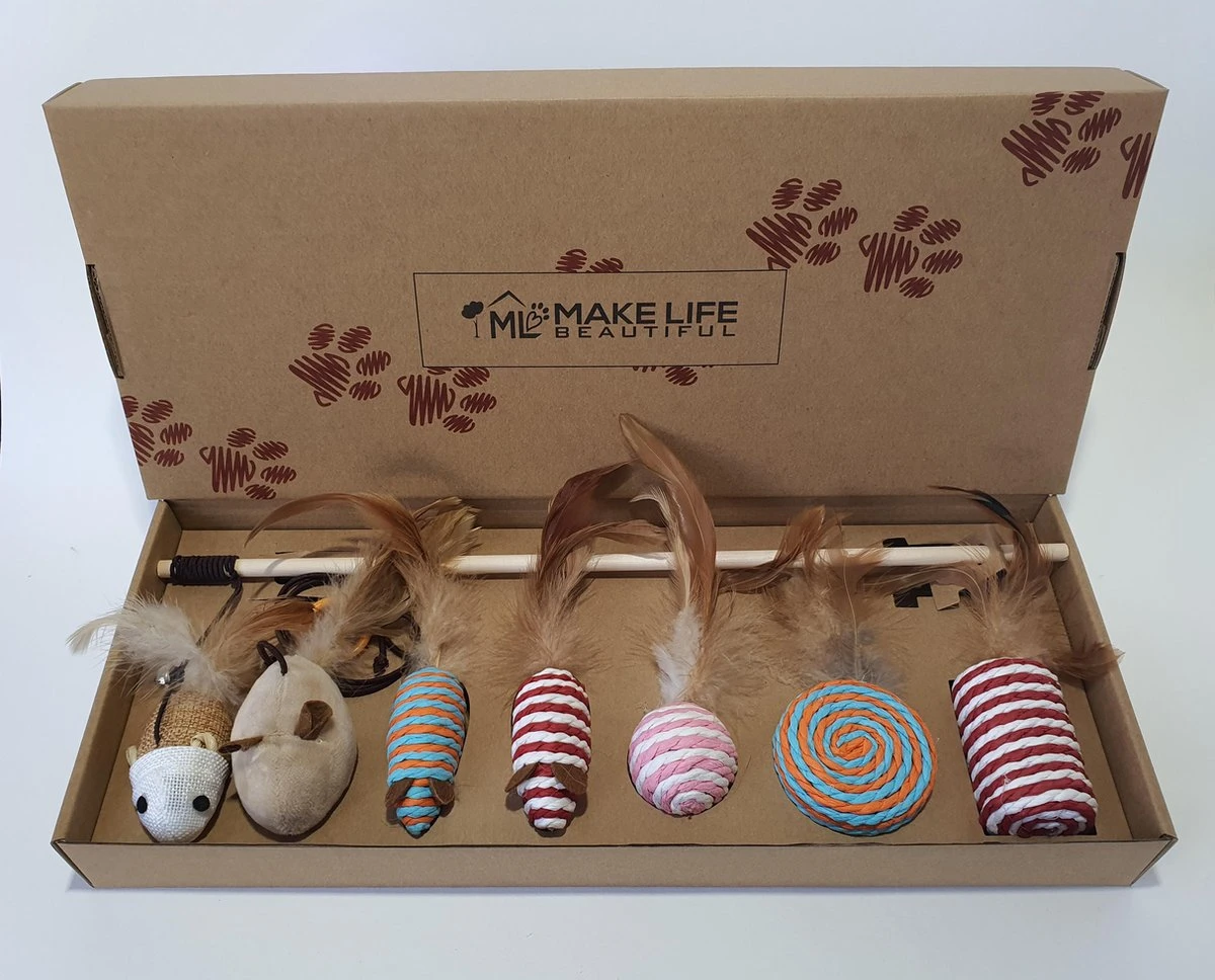 Make Life Beautiful® - Kattenspeeltjes Set - 7-delig - Kattenspeelgoed - Kattenhengel - Speelmuisjes - Kattenspeelgoed Set 10 Make Life Beautiful® - Kattenspeeltjes Set - 7-delig - Kattenspeelgoed - Kattenhengel - Speelmuisjes - Kattenspeelgoed Set - Image 8
