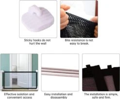 Merkloos ACE Pets – Oprolbaar Hondenrek Voor Binnen - Traphekje Hond Zonder Boren - Veiligheidshek Deurhekje - 180 X 72 Cm - Zwart -Huisdierbenodigdheden Korting 1200x992 2