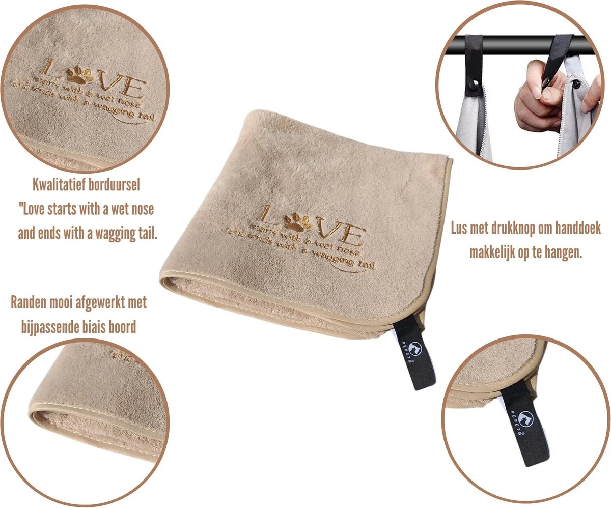 Pepets© – Hondenhanddoek – Honden Handdoek – Microvezel Handdoek – Handdoek Hond – Hondendeken – Droogdoek Hond – Dierendeken – Absorberend – 100*50CM - Beige - GRATIS Zonnebril 4 Pepets© – Hondenhanddoek – Honden Handdoek – Microvezel Handdoek – Handdoek Hond – Hondendeken – Droogdoek Hond – Dierendeken – Absorberend – 100*50CM - Beige - GRATIS Zonnebril - Image 2