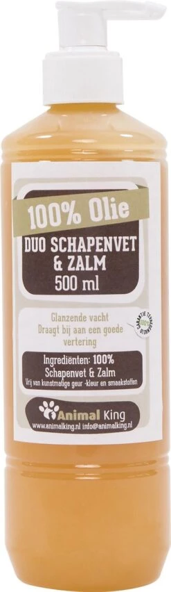 Duo Olie Schapenvet-zalmolie- Hond- Animal King - 500ml