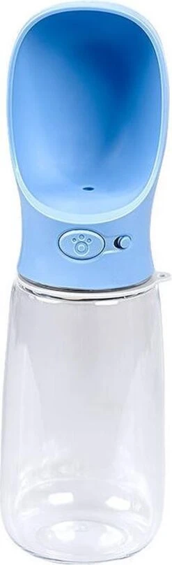 Merkloos Waterfles 550ml - Honden Fles Water - Honden Bidon - Honden Drinkfles - BLAUW