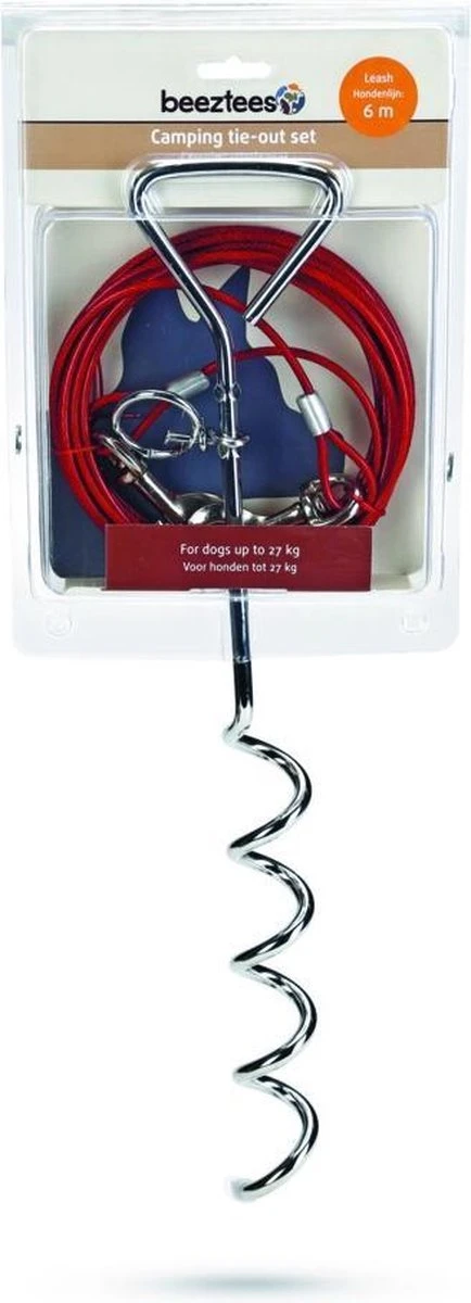 Beeztees Camping Vastlegset+Lijn - Hond - Rood - 6M 4 Beeztees Camping Vastlegset+Lijn - Hond - Rood - 6M - Image 2