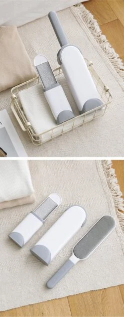 IGOODS - Pet Hair Remover - Hond & Kat Roller Brush - Dubbelzijdig Bont Ontharingsgereedschap Met Zelfreinigende Basis - Reismaatborstel - Voor Kleding - Bank - Tapijt - Autostoel GRIJS -Huisdierbenodigdheden Korting 469x1200