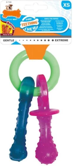 Nylabone Puppy Teething Pacifier Flexible - Hondenspeelgoed - Bacon 215x100x38 Mm 108 G Roze Blauw Groen Tot 11kg Small -Huisdierbenodigdheden Korting 530x1200 1