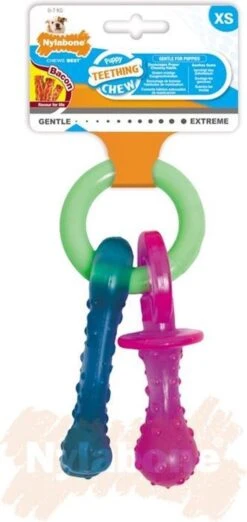 Nylabone Puppy Teething Pacifier Flexible - Hondenspeelgoed - Bacon 215x100x38 Mm 108 G Roze Blauw Groen Tot 11kg Small -Huisdierbenodigdheden Korting 568x1200 2