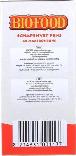 Biofood BF Petfood Schapenvet Bonbons Pens 40 Stuks -Huisdierbenodigdheden Korting 586x1200