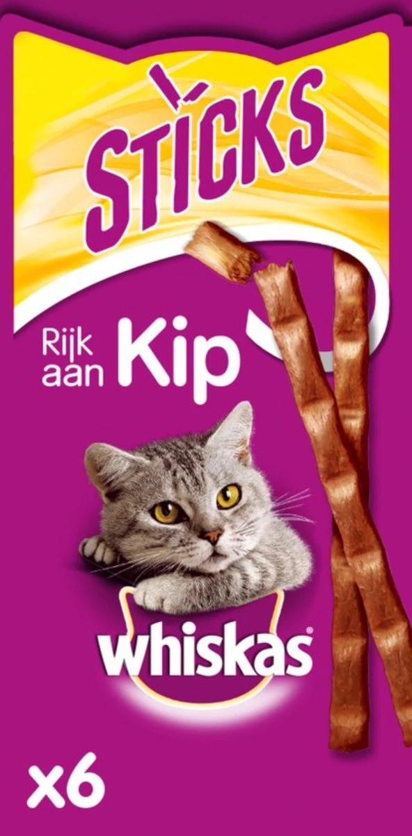 Whiskas Sticks Kattensnack - Kip - 14 X 6 Stuks 3 Whiskas Sticks Kattensnack - Kip - 14 X 6 Stuks
