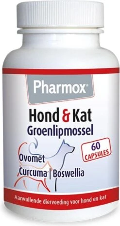 Pharmox Hond & Kat Groenlipmossel 60 Capsules -Huisdierbenodigdheden Korting 636x1200 1