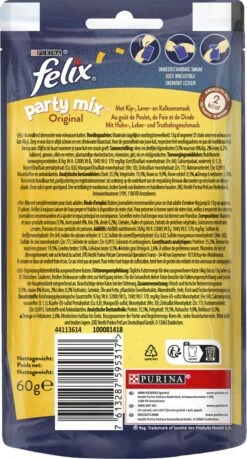 Felix Party Mix - Kattensnacks Original - 8 X 60g -Huisdierbenodigdheden Korting 646x1200 1