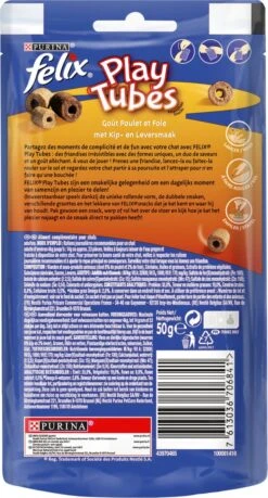Felix PlayTubes - Kattensnacks - Kip & Lever - 8 X 50g -Huisdierbenodigdheden Korting 646x1200 2